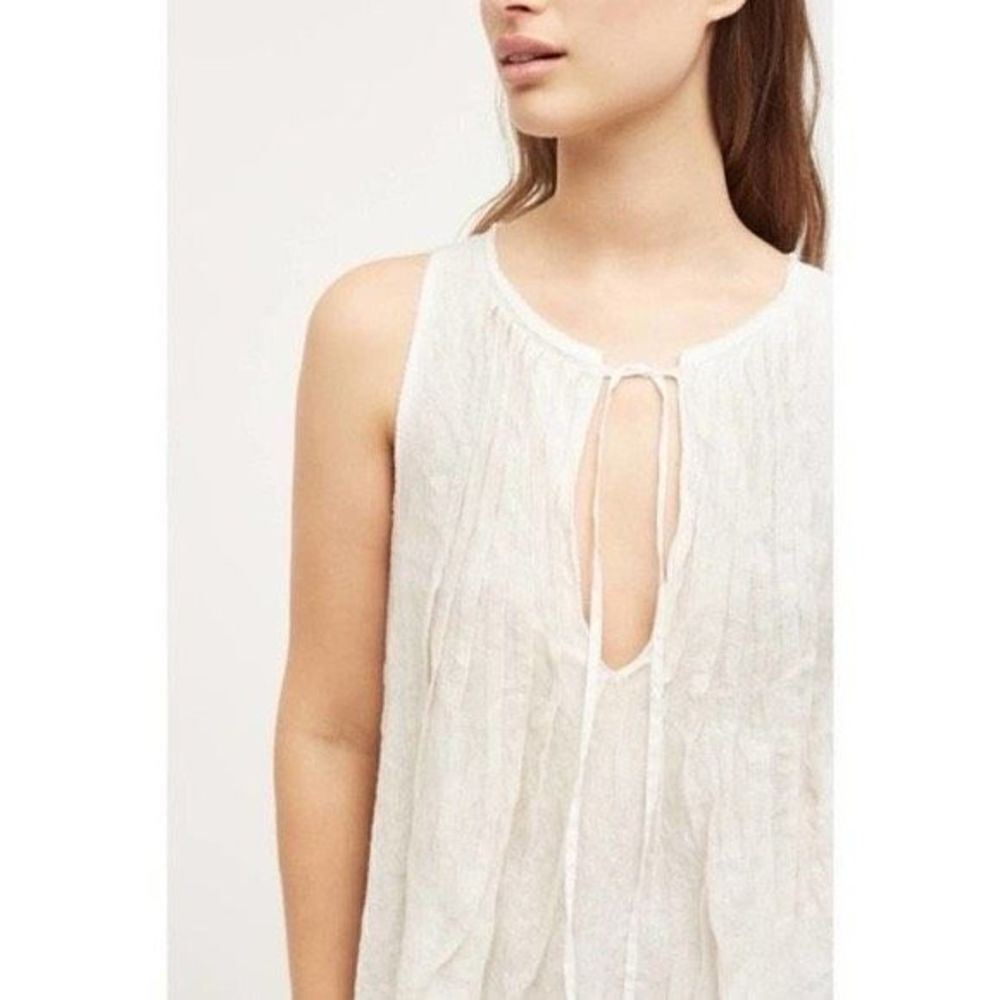 Anthropologie Meadow Rue Pleated Tie Neck Tank Tan Size XS